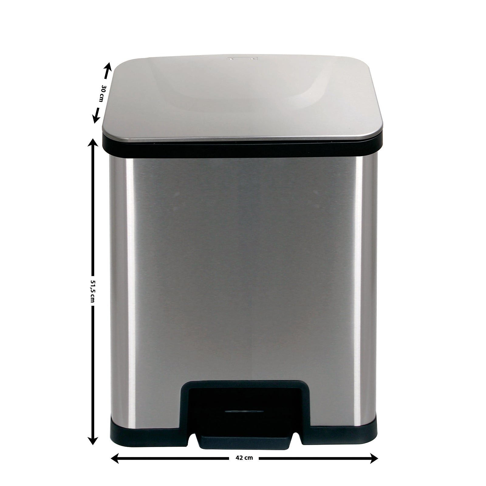 ECHTWERK Abfalleimer "POWER-STEP" Silber aus Edelstahl 38 Liter