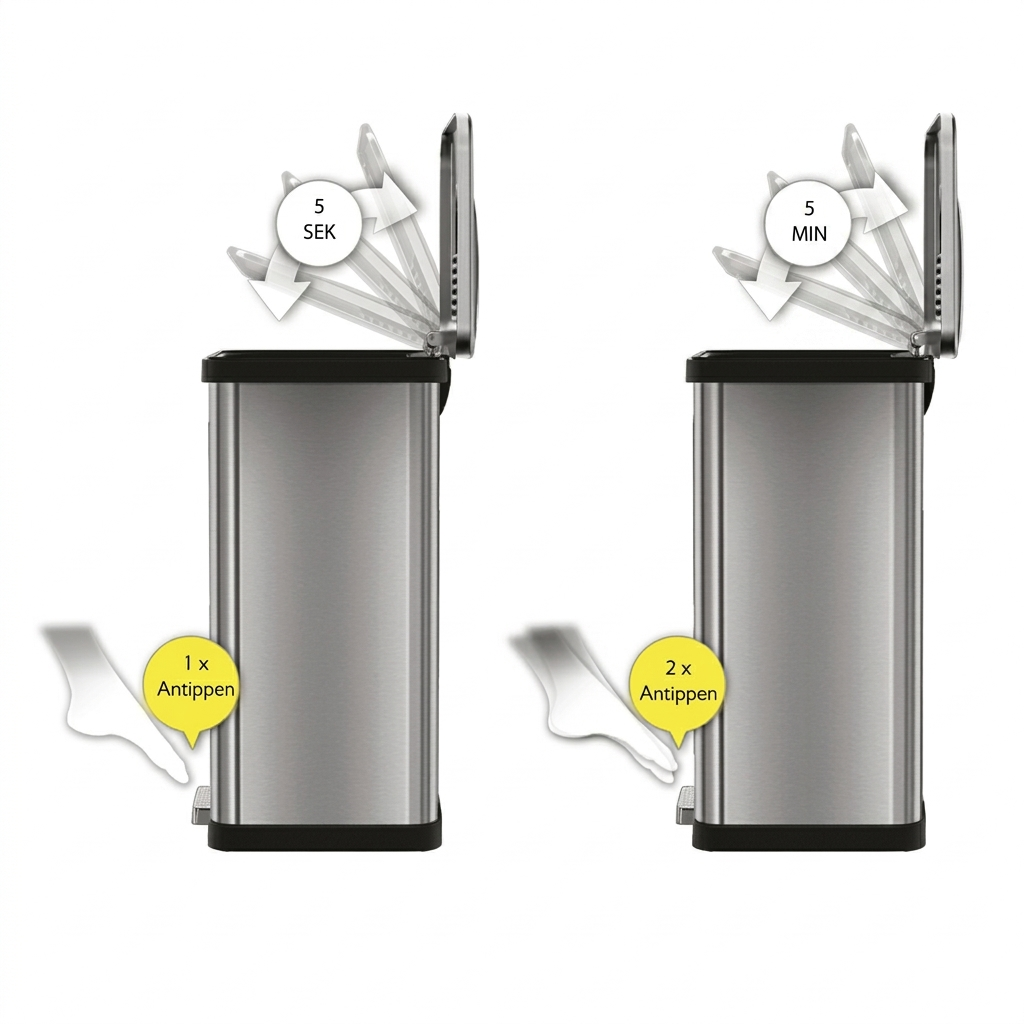 ECHTWERK Abfalleimer "POWER-STEP" Silber aus Edelstahl 38 Liter