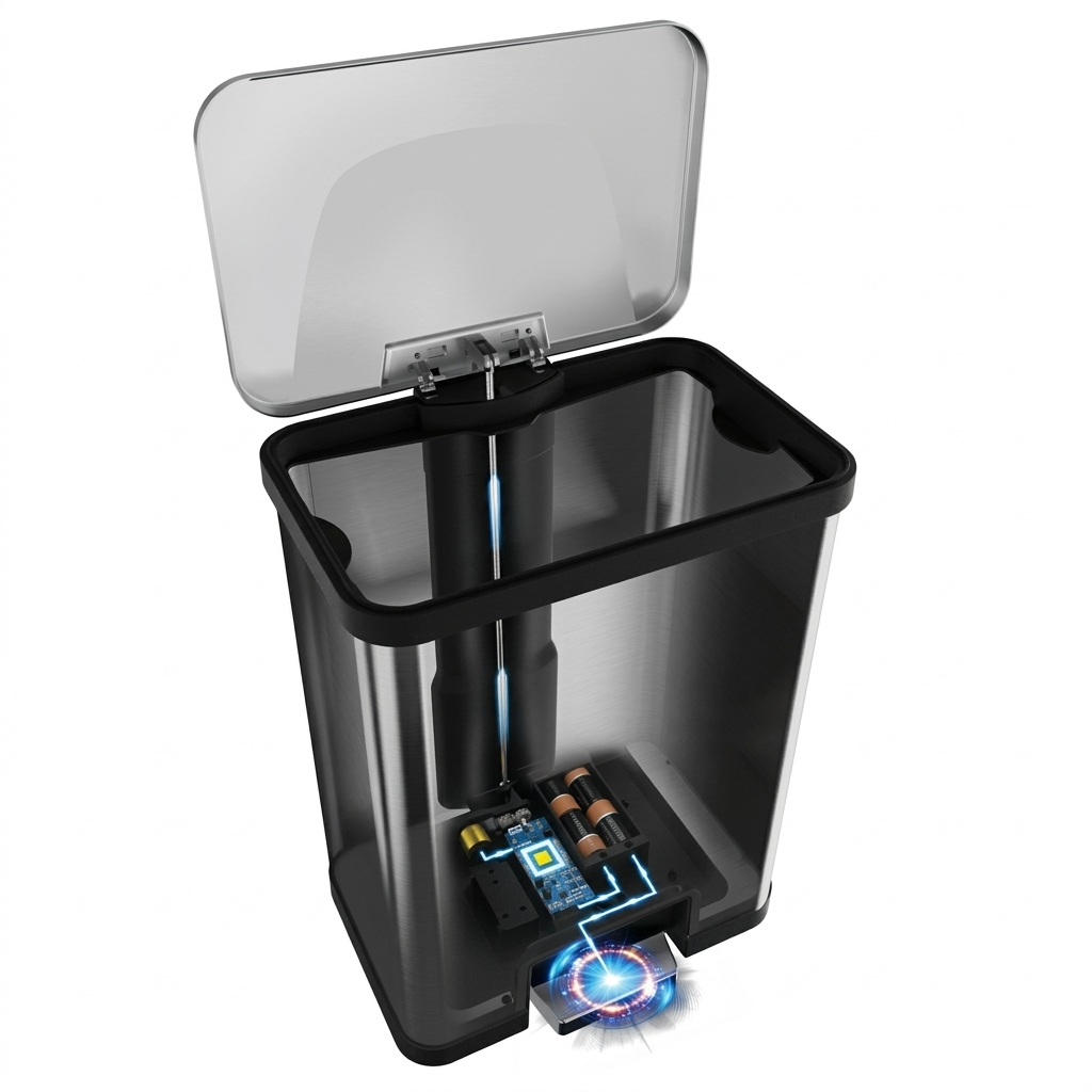 ECHTWERK Abfalleimer "POWER-STEP" Silber aus Edelstahl 38 Liter