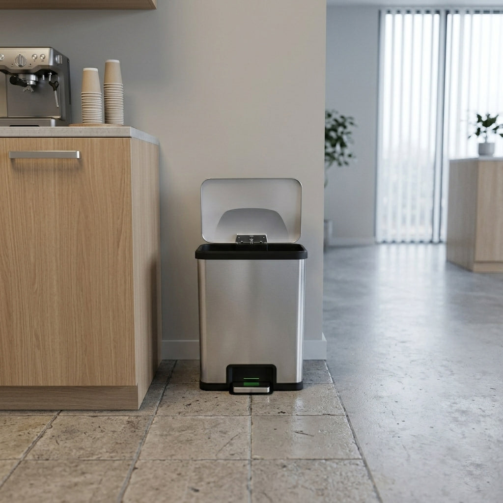 ECHTWERK Abfalleimer "POWER-STEP" Silber aus Edelstahl 38 Liter