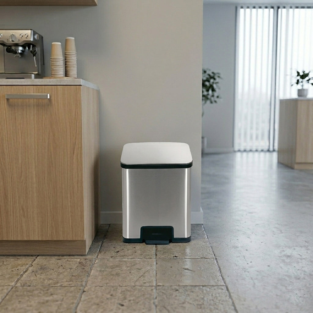 ECHTWERK Abfalleimer "POWER-STEP" Silber aus Edelstahl 38 Liter