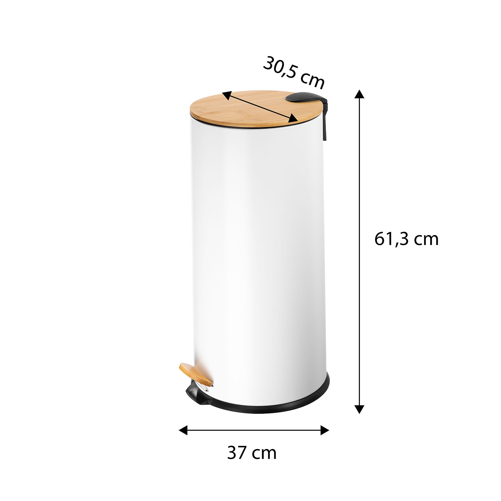ECHTWERK Tretabfalleimer Skandi Look Weiß aus Metall 30 Liter