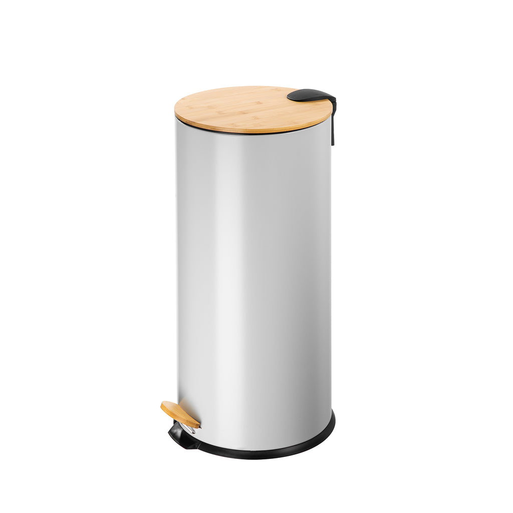 ECHTWERK Tretabfalleimer Skandi Look Grau aus Metall 30 Liter