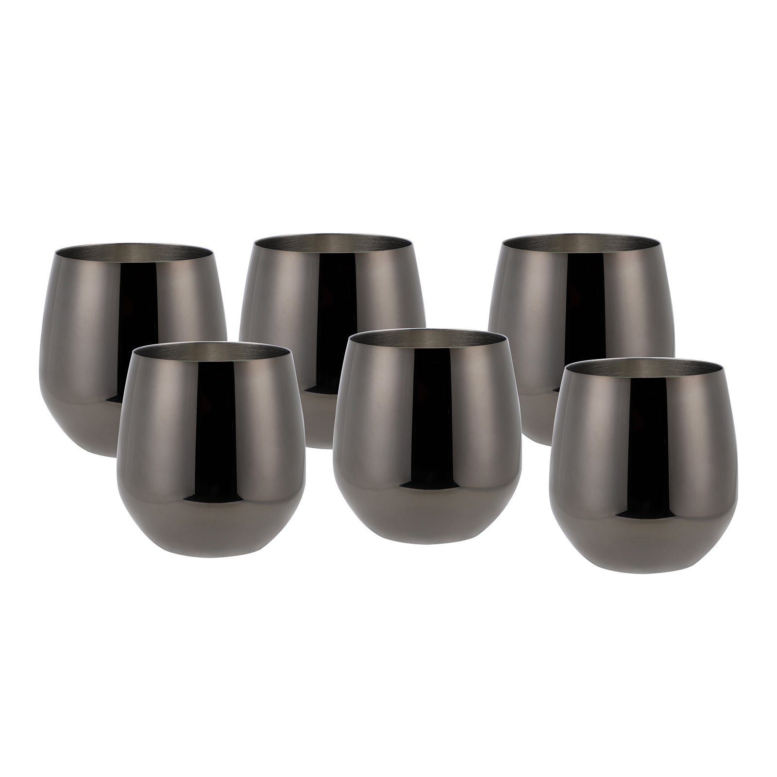ECHTWERK Weingläser 6-tlg Rotweingläser 500 ml Schwarz aus Edelstahl