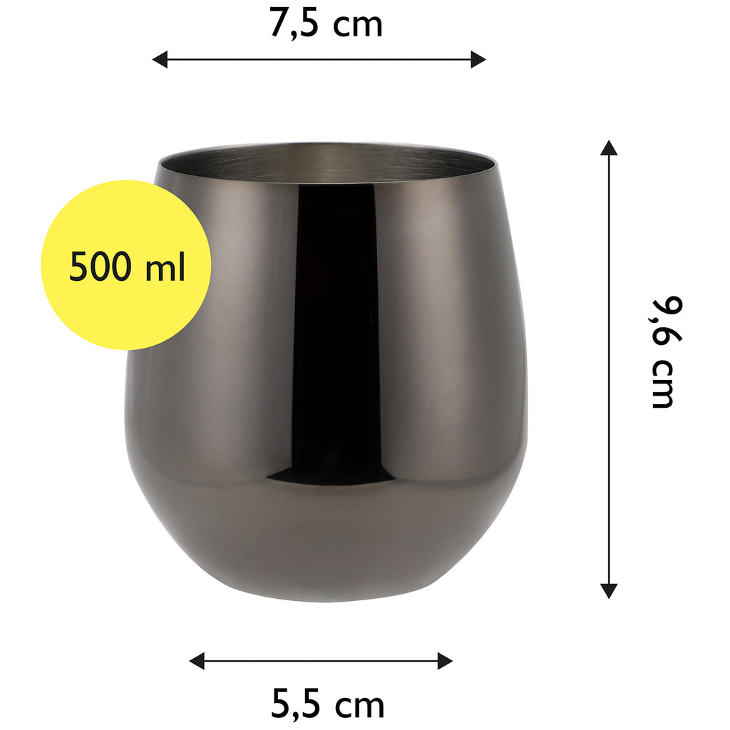 ECHTWERK Weingläser 6-tlg Rotweingläser 500 ml Schwarz aus Edelstahl