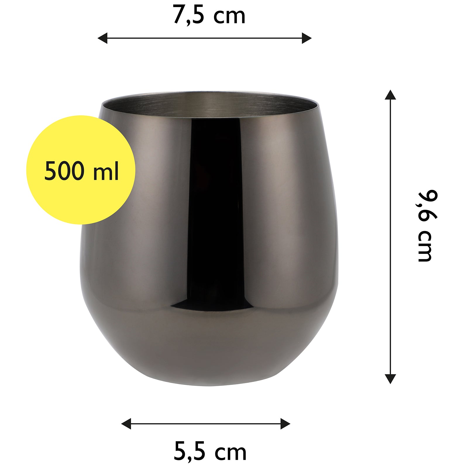 ECHTWERK Weingläser 6-tlg Rotweingläser 500 ml Schwarz aus Edelstahl