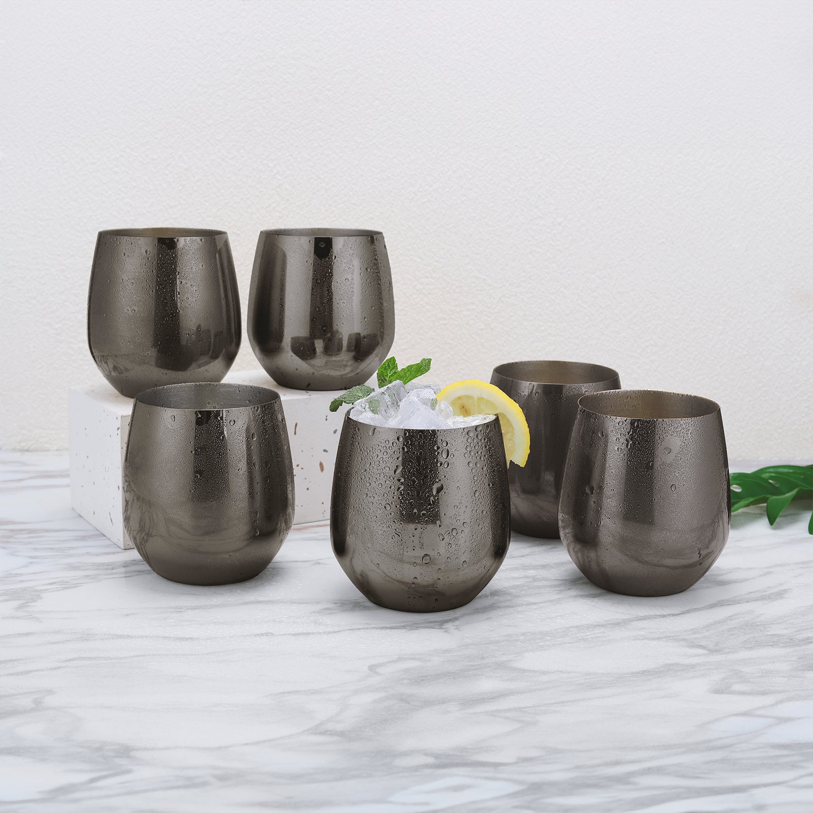 ECHTWERK Weingläser 6-tlg Rotweingläser 500 ml Schwarz aus Edelstahl