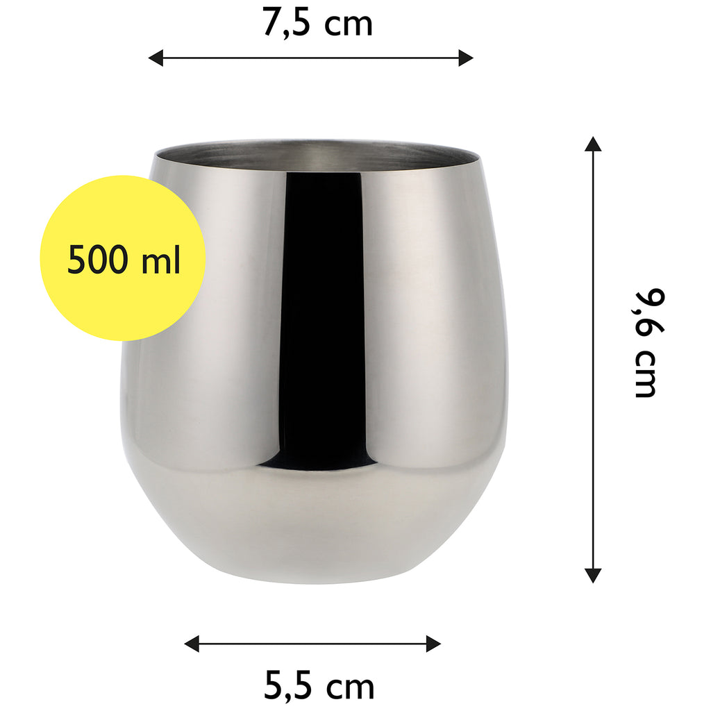 ECHTWERK Weingläser 6-tlg Rotweingläser 500 ml Silber aus Edelstahl