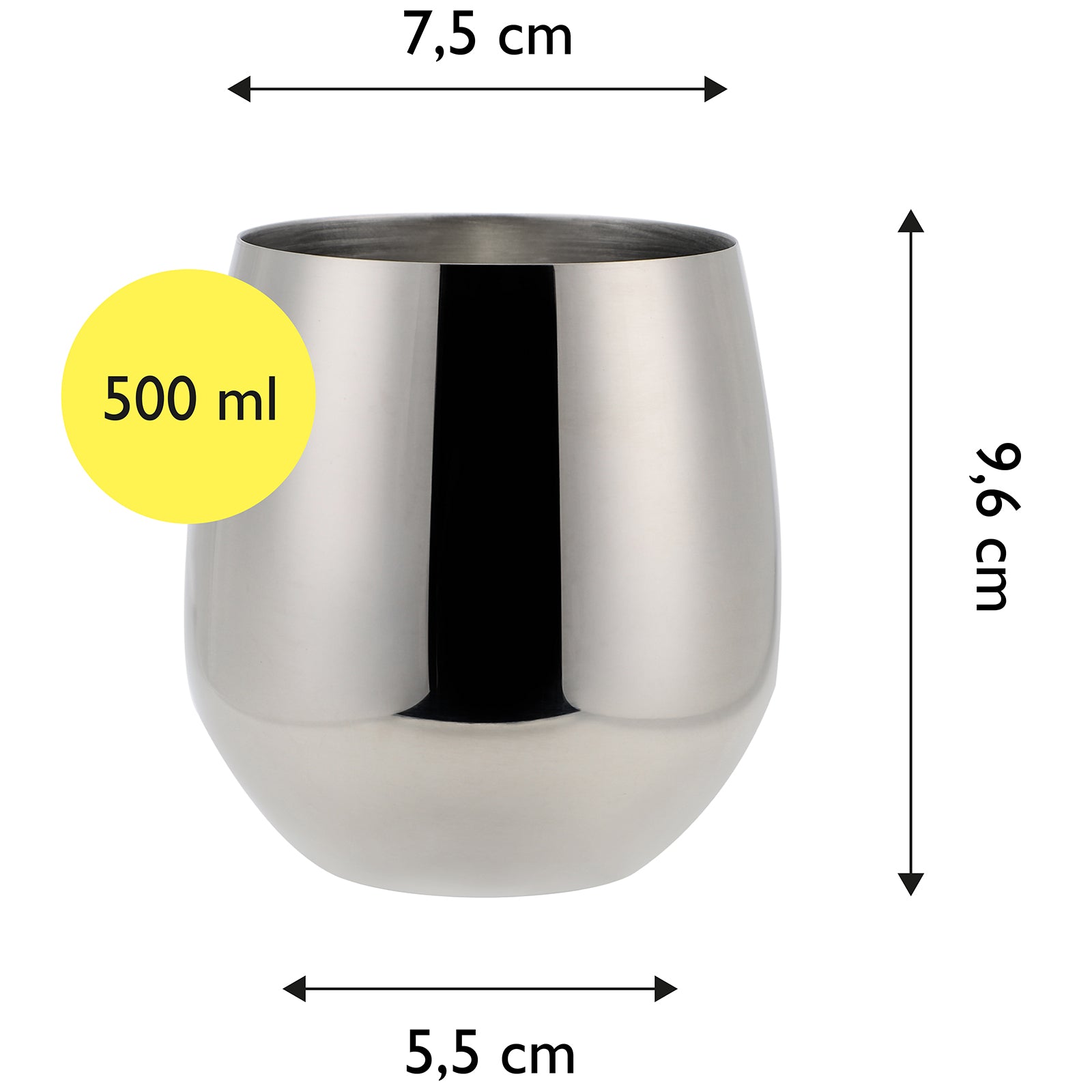 ECHTWERK Weingläser 6-tlg Rotweingläser 500 ml Silber aus Edelstahl