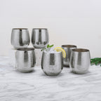 ECHTWERK Weingläser 6-tlg Rotweingläser 500 ml Silber aus Edelstahl