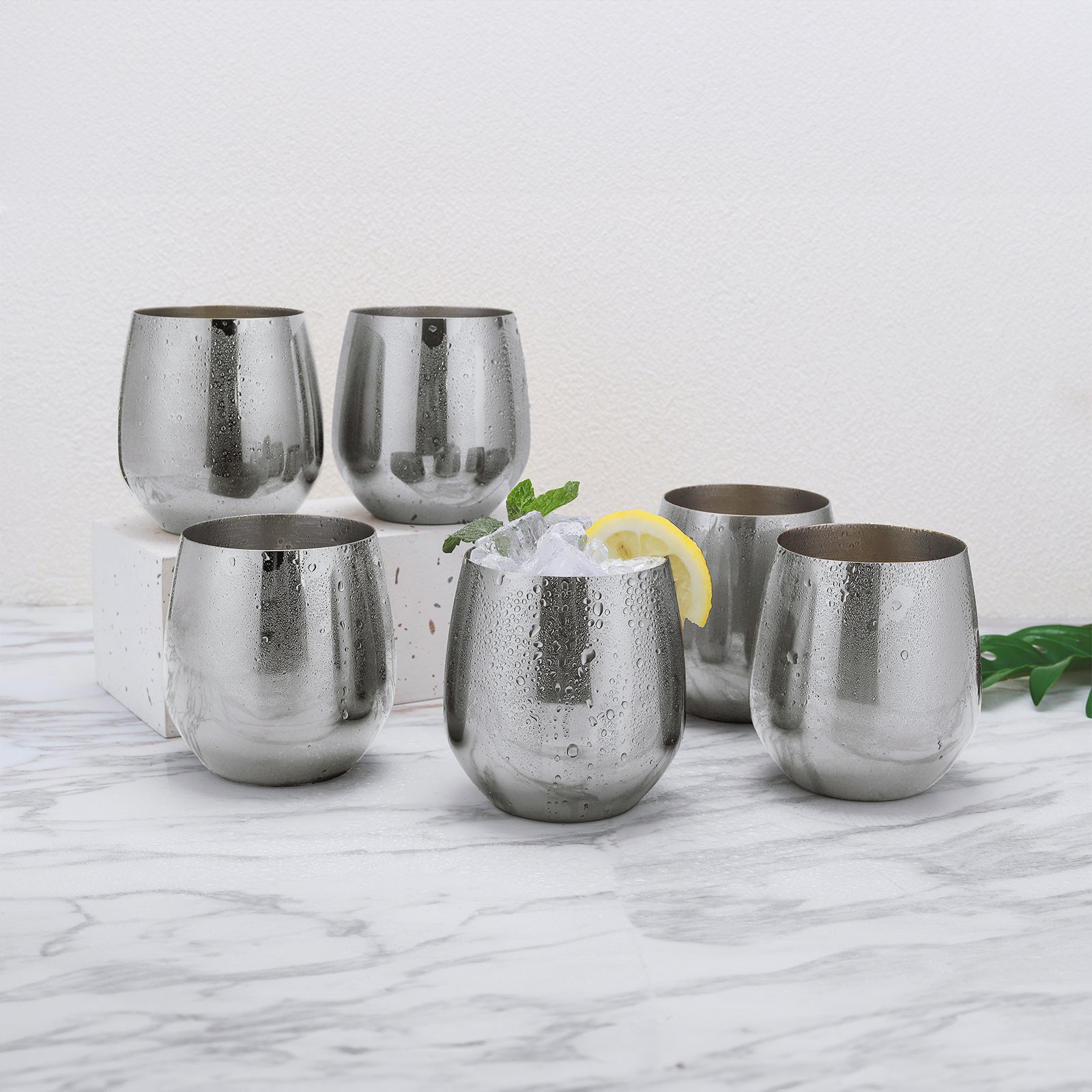 ECHTWERK Weingläser 6-tlg Rotweingläser 500 ml Silber aus Edelstahl
