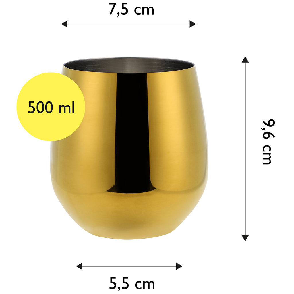 ECHTWERK Weingläser 6-tlg Rotweingläser 500 ml Gold aus Edelstahl
