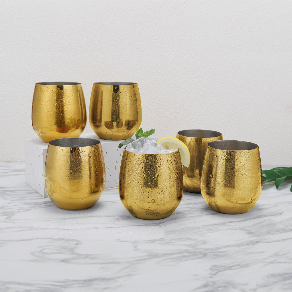 ECHTWERK Weingläser 6-tlg Rotweingläser 500 ml Gold aus Edelstahl