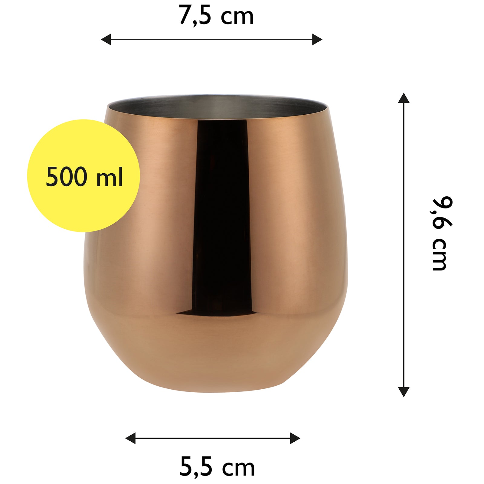 ECHTWERK Weingläser 6-tlg Rotweingläser 500 ml Kupfer aus Edelstahl