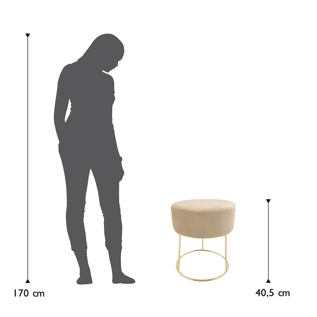 Sitzhocker "Marylin" mit Samtbezug und goldenen Metallbeinen