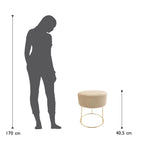 Sitzhocker "Marylin" mit Samtbezug und goldenen Metallbeinen