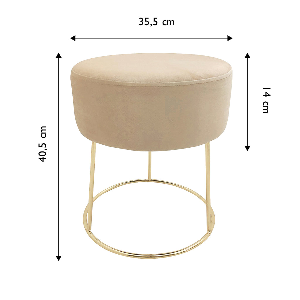 Sitzhocker "Marylin" mit Samtbezug und goldenen Metallbeinen