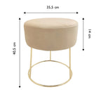 Sitzhocker "Marylin" mit Samtbezug und goldenen Metallbeinen