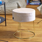 Sitzhocker "Marylin" mit Samtbezug und goldenen Metallbeinen