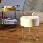 Sitzhocker "Marylin" mit Samtbezug und goldenen Metallbeinen