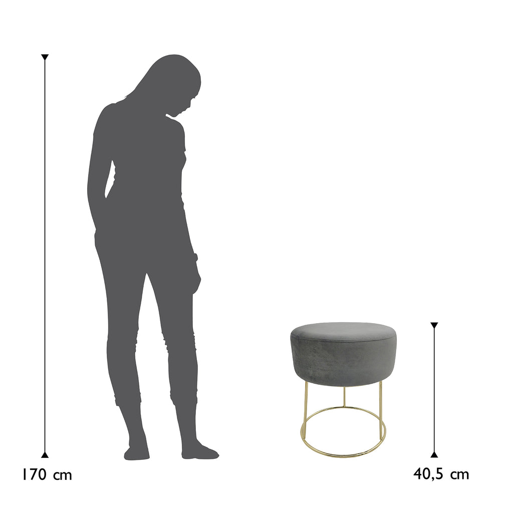 Sitzhocker "Marylin" mit Samtbezug und goldenen Metallbeinen