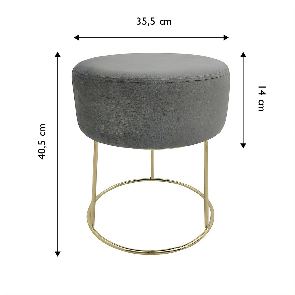 Sitzhocker "Marylin" mit Samtbezug und goldenen Metallbeinen