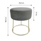 Sitzhocker "Marylin" mit Samtbezug und goldenen Metallbeinen