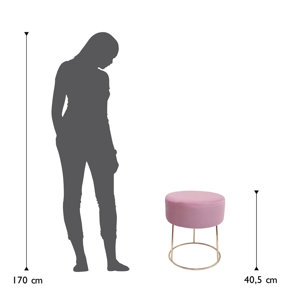 Sitzhocker "Marylin" mit Samtbezug und goldenen Metallbeinen