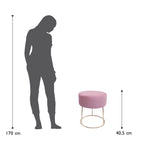 Sitzhocker "Marylin" mit Samtbezug und goldenen Metallbeinen