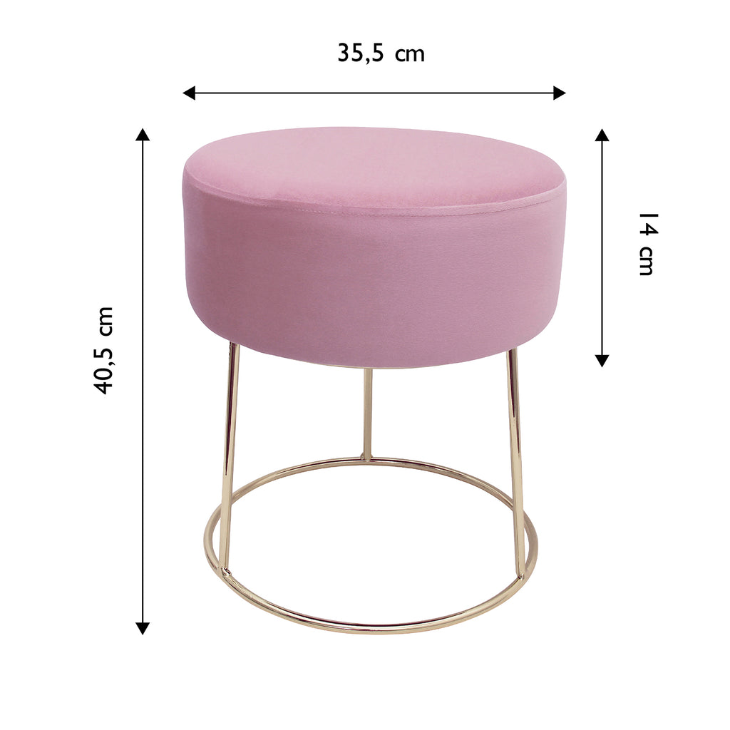 Sitzhocker "Marylin" mit Samtbezug und goldenen Metallbeinen