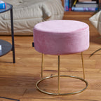 Sitzhocker "Marylin" mit Samtbezug und goldenen Metallbeinen