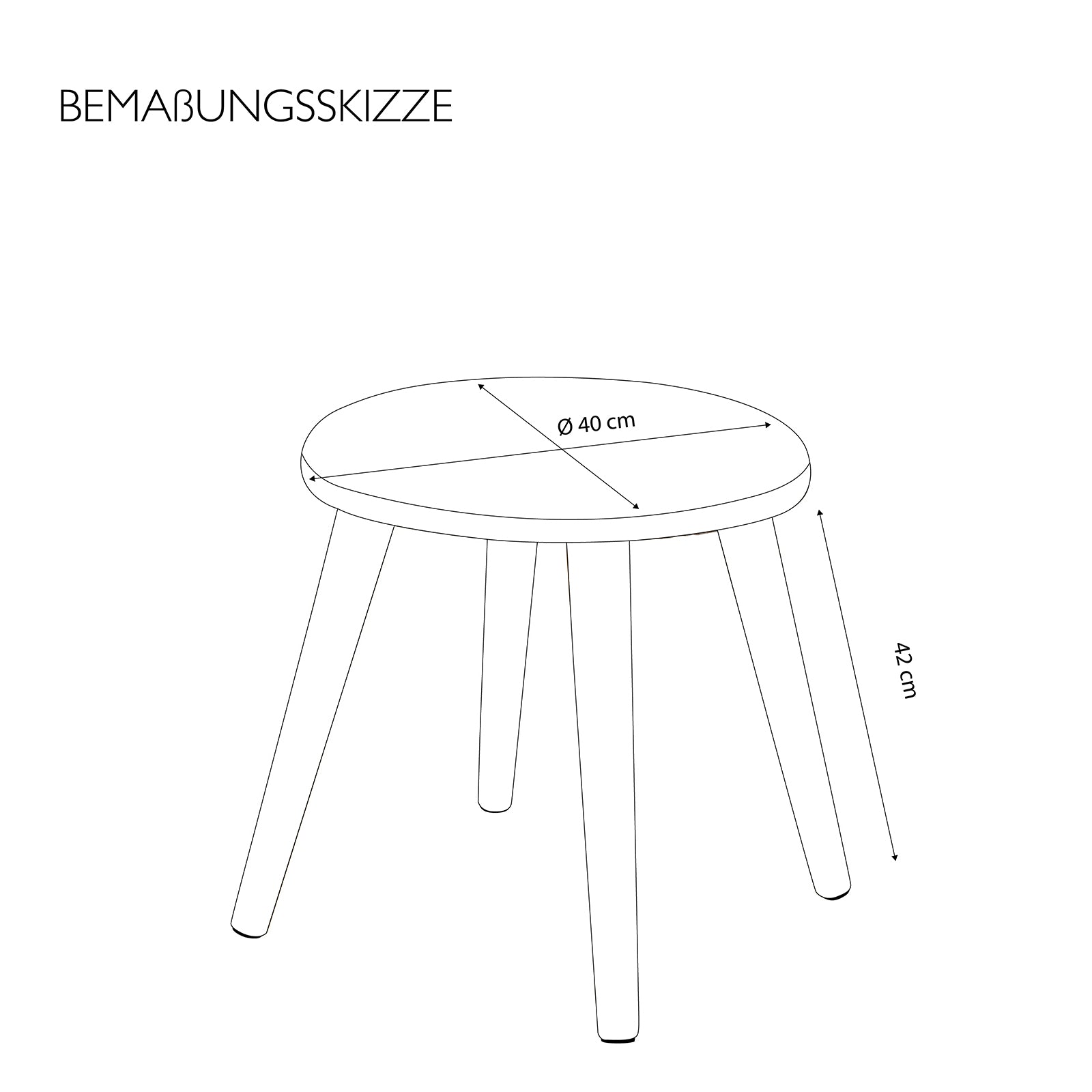 Sitzhocker „Skandi“ mit Holzfüßen und bequemer Polsterung