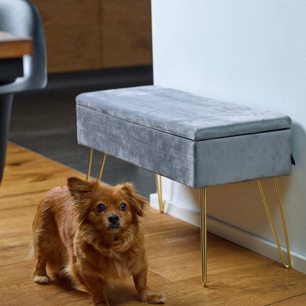 Sitzbank "Scarlett" mit Samtbezug und Stauraum