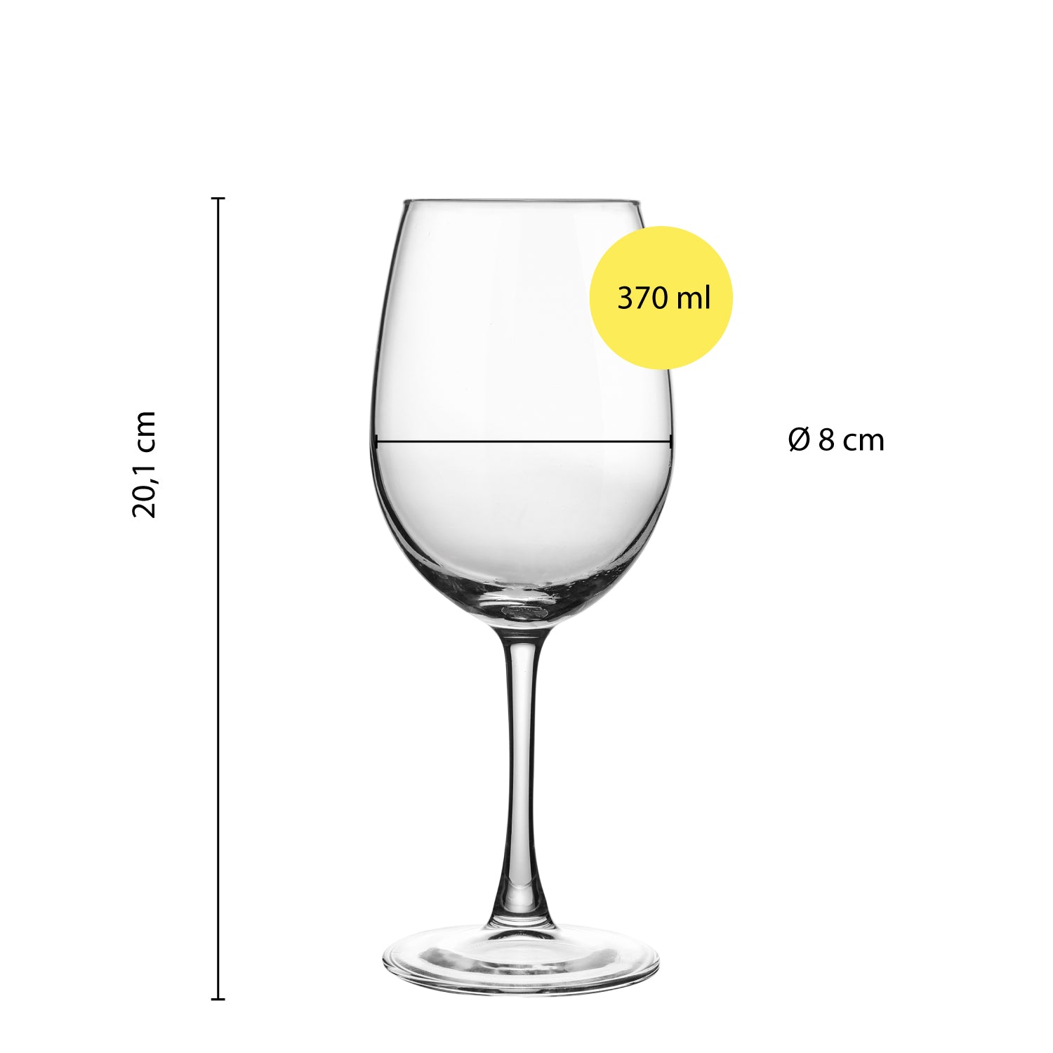 Weißwein-Gläser 6er Set ca. 370 ml, Zeitlose Weingläser, Weinkelche, Robuste Gläser, spülmaschinenfest