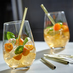 ECHTWERK Trinkhalme Small 7-tlg. aus Edelstahl inkl. Reinigungsbürste Gold