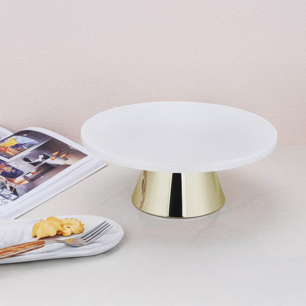 ECHTWERK stilvolle Tortenplatte aus Marmor Gold aus Metall