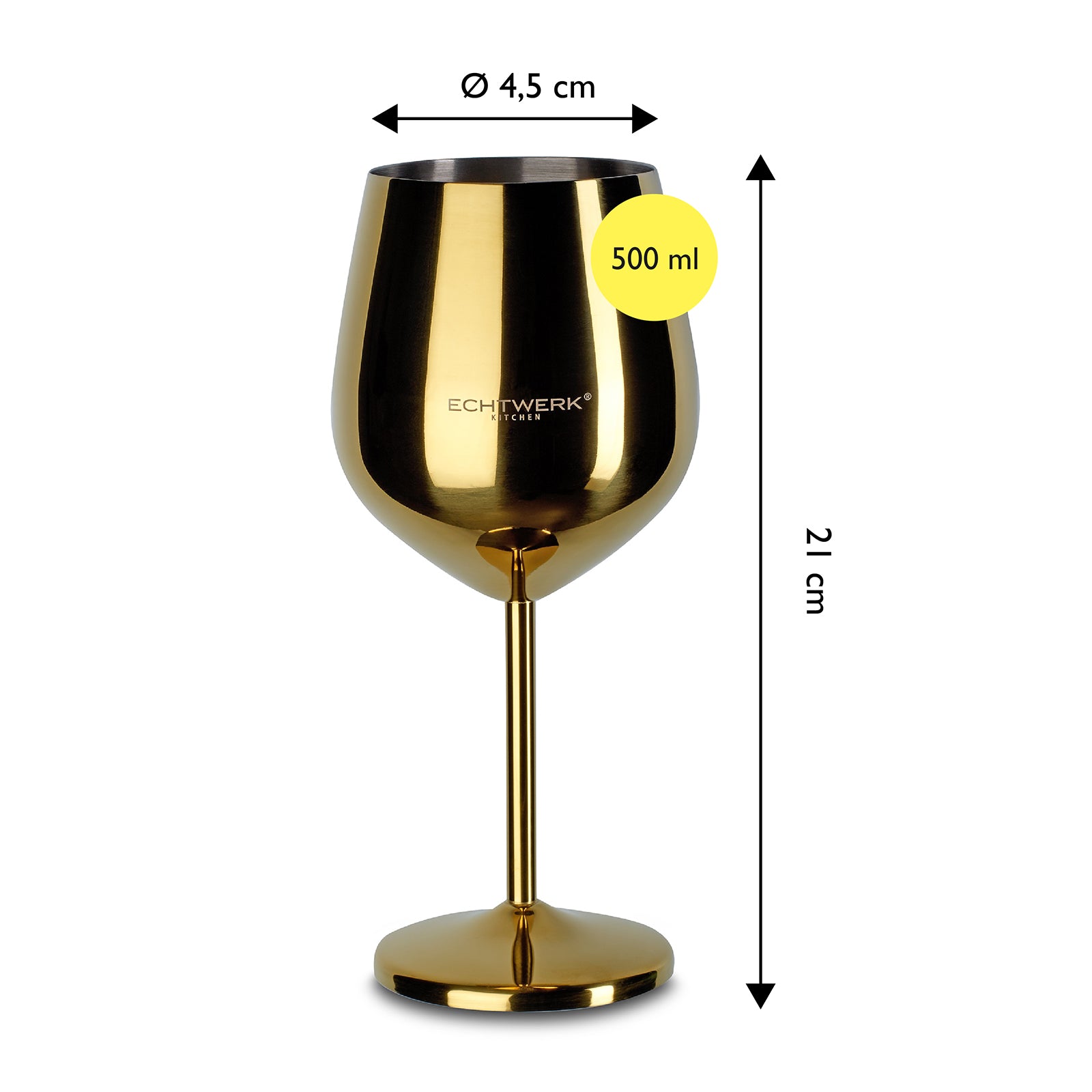 ECHTWERK bruchsichere Weingläser aus Edelstahl 6-tlg. 0,5 L Gold