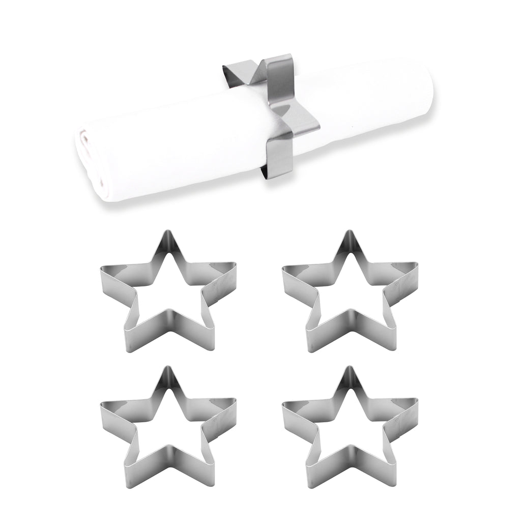 ECHTWERK Serviettenring-Set aus Edelstahl Silber