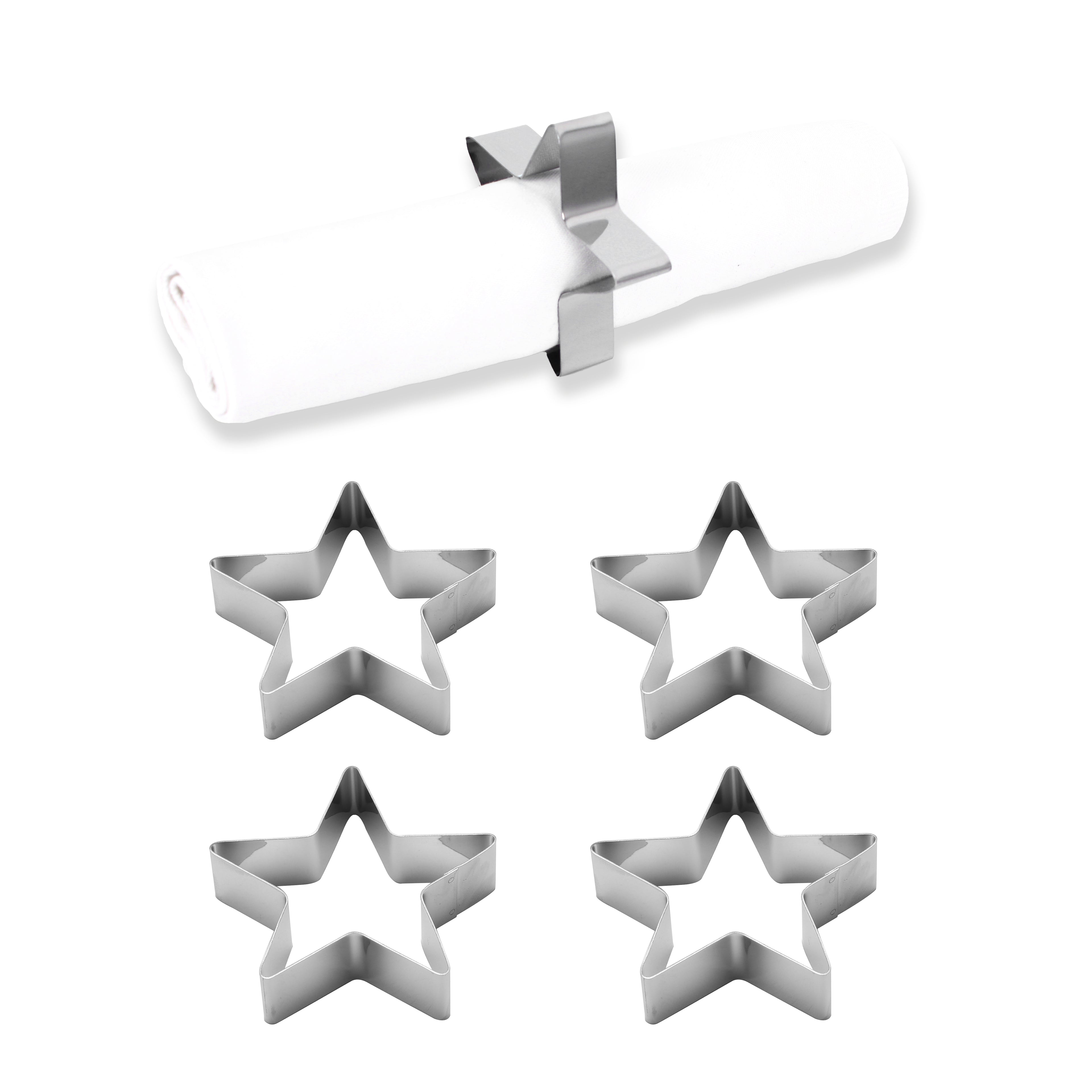 ECHTWERK Serviettenring-Set aus Edelstahl Silber